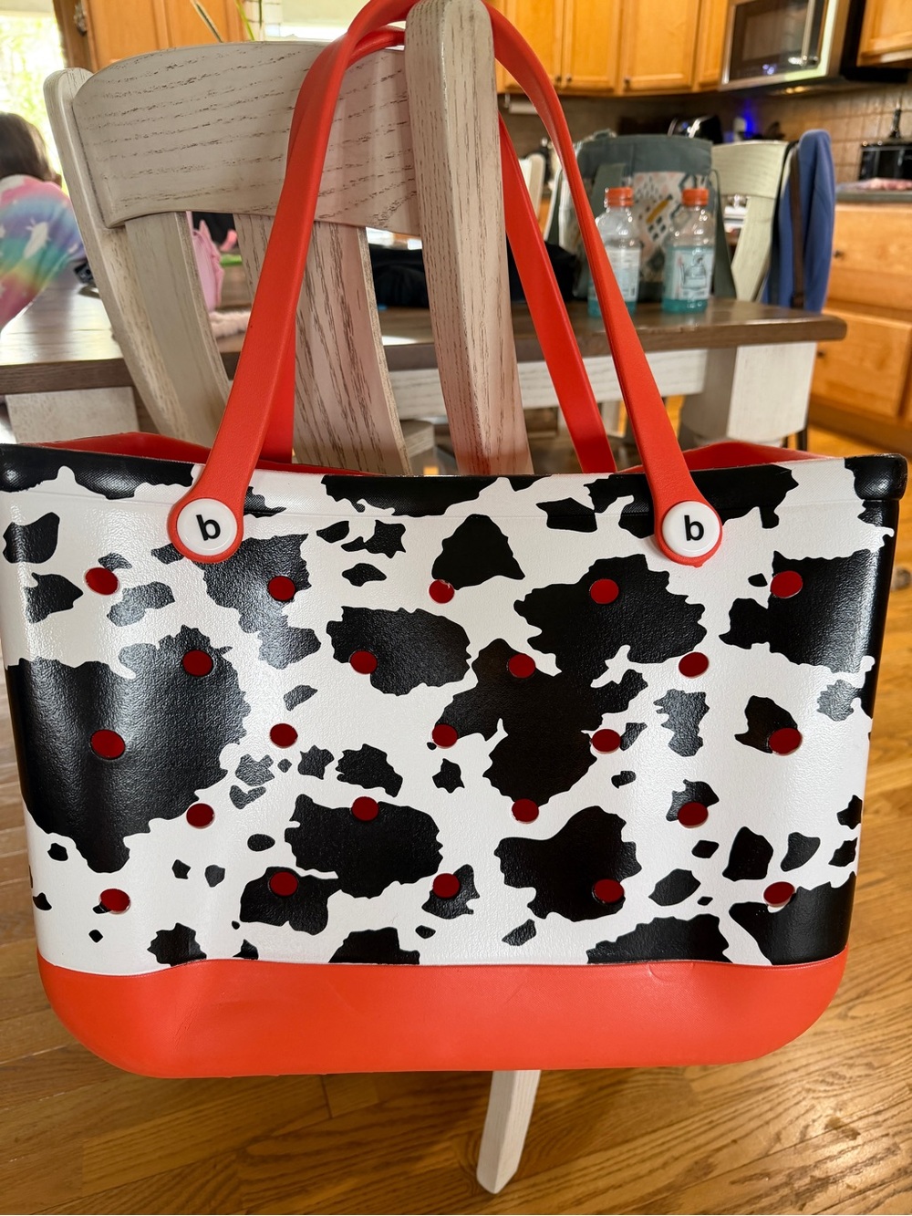 Orange & cow print Tote